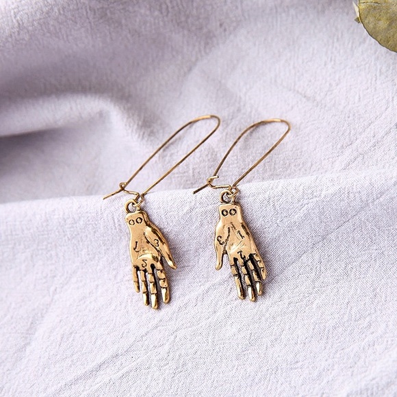 Any 2/$20! Gold Palmistry Ear Wire Dangle Earrings - Picture 4 of 8